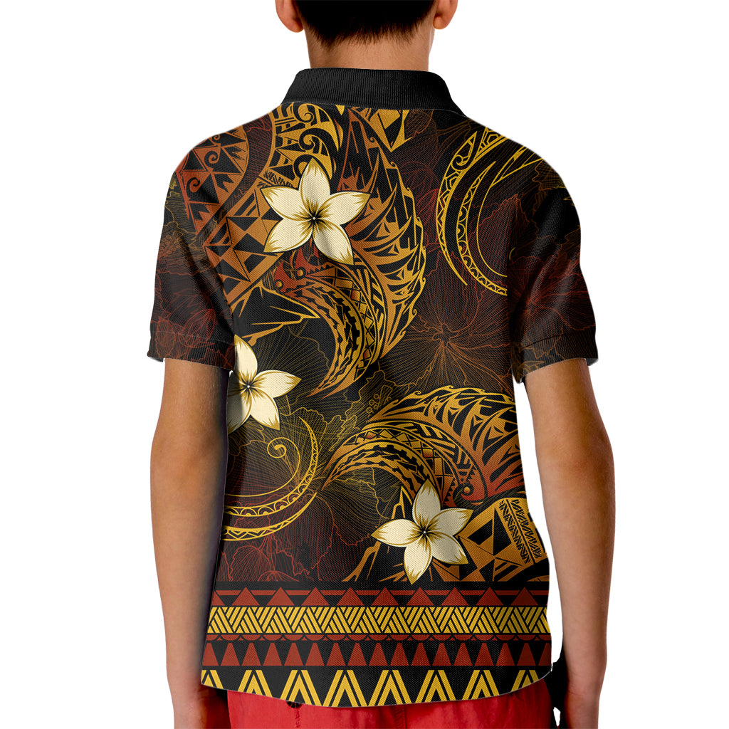 FSM Pohnpei State Kid Polo Shirt Tribal Pattern Gold Version LT01 - Polynesian Pride
