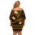 FSM Pohnpei State Off Shoulder Short Dress Tribal Pattern Gold Version LT01 - Polynesian Pride