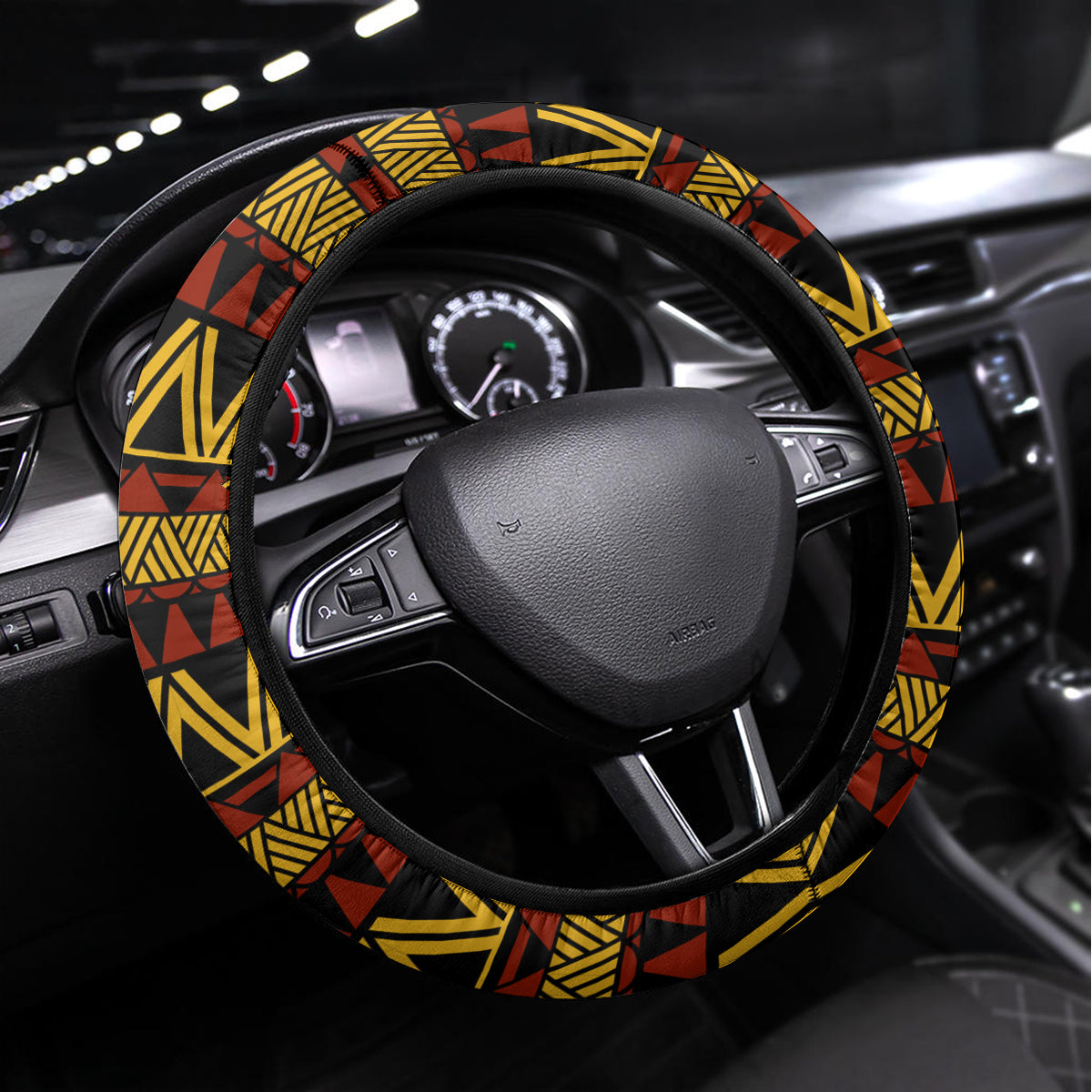 FSM Pohnpei State Steering Wheel Cover Tribal Pattern Gold Version