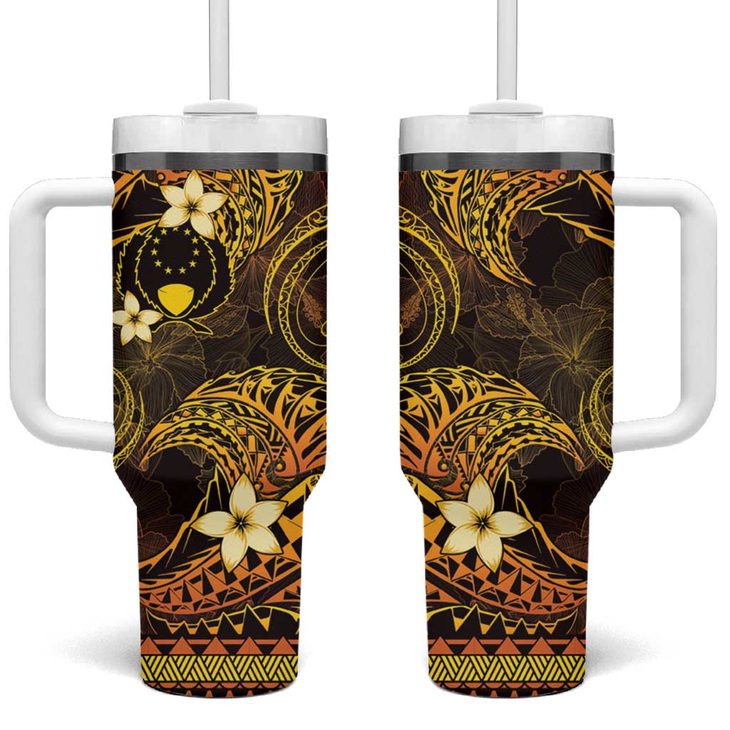 FSM Pohnpei State Tumbler With Handle Tribal Pattern Gold Version