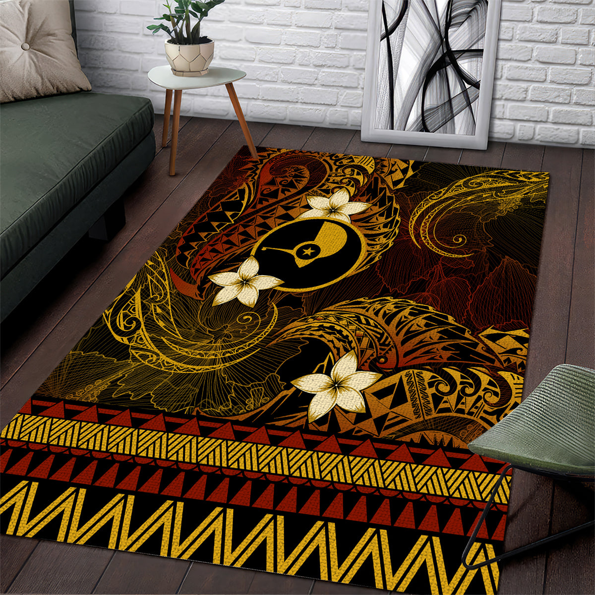 FSM Yap State Area Rug Tribal Pattern Gold Version