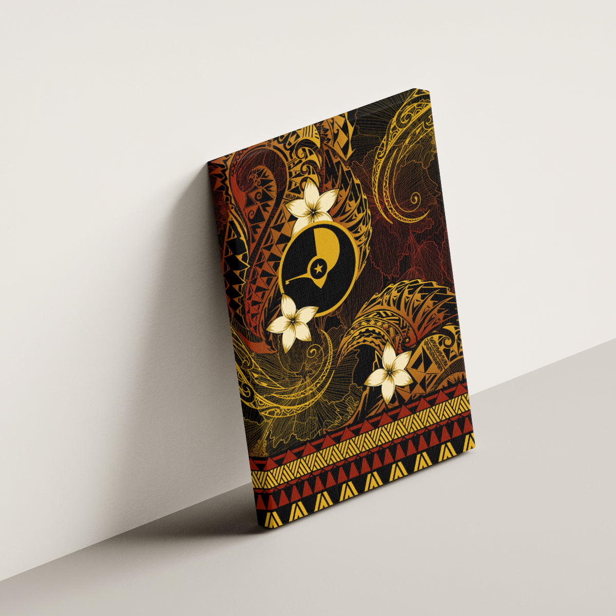 FSM Yap State Canvas Wall Art Tribal Pattern Gold Version