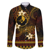 FSM Yap State Family Matching Off Shoulder Long Sleeve Dress and Hawaiian Shirt Tribal Pattern Gold Version LT01 Dad's Shirt - Long Sleeve Gold - Polynesian Pride