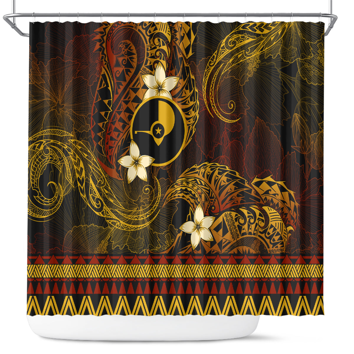 FSM Yap State Shower Curtain Tribal Pattern Gold Version