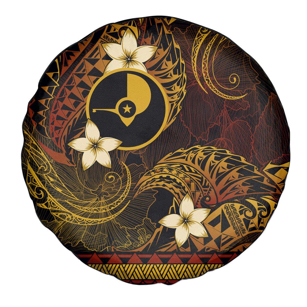 FSM Yap State Spare Tire Cover Tribal Pattern Gold Version