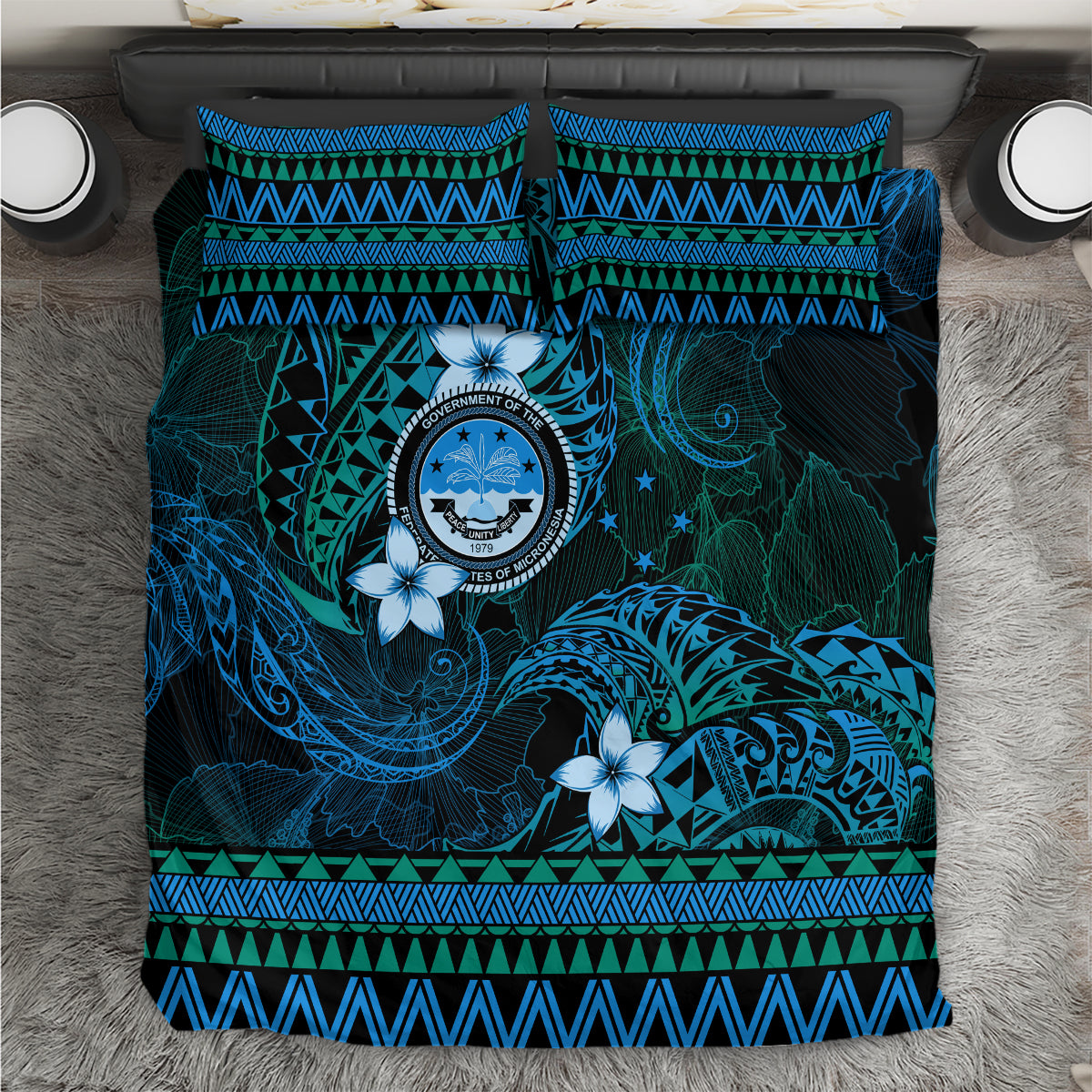 FSM Culture Day Bedding Set Tribal Pattern Ocean Version