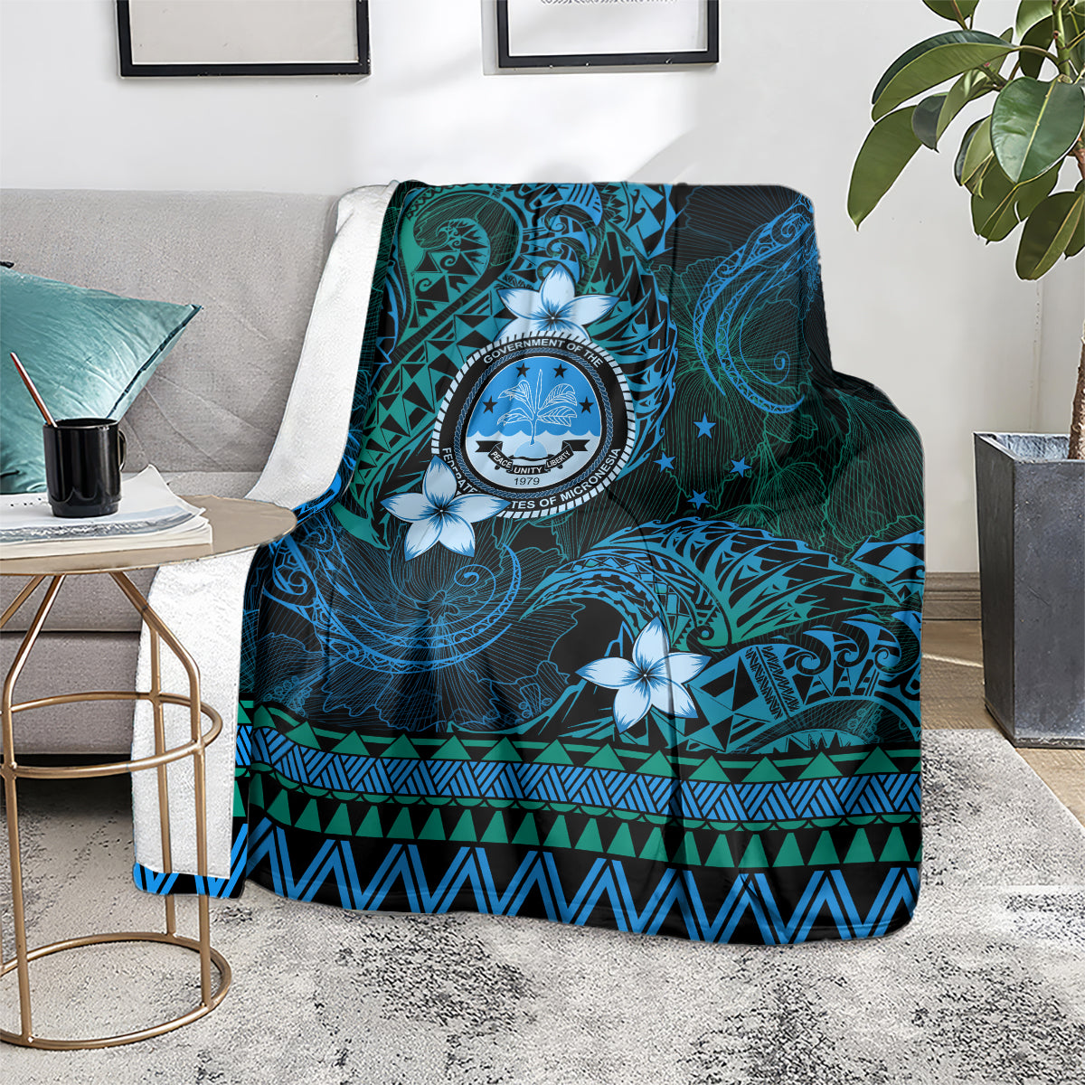 FSM Culture Day Blanket Tribal Pattern Ocean Version