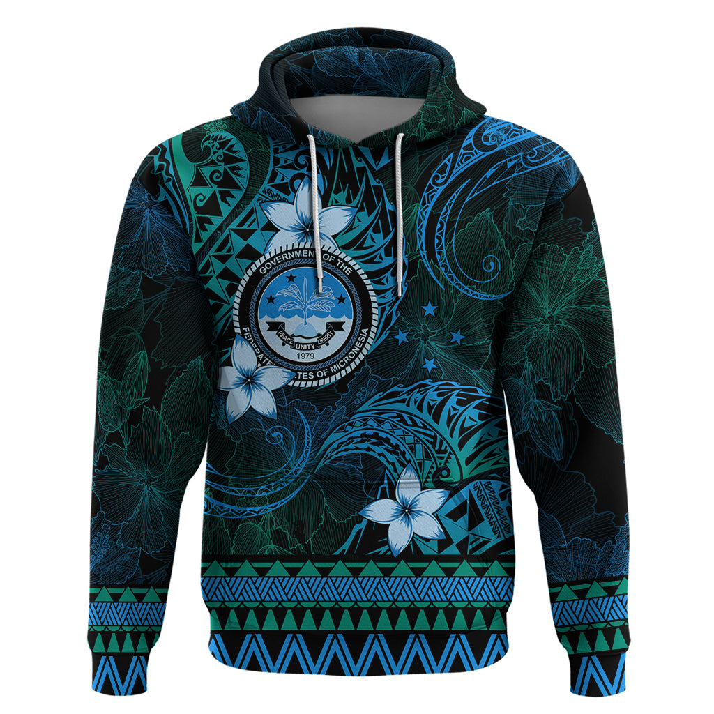 FSM Culture Day Hoodie Tribal Pattern Ocean Version LT01 Pullover Hoodie Blue - Polynesian Pride