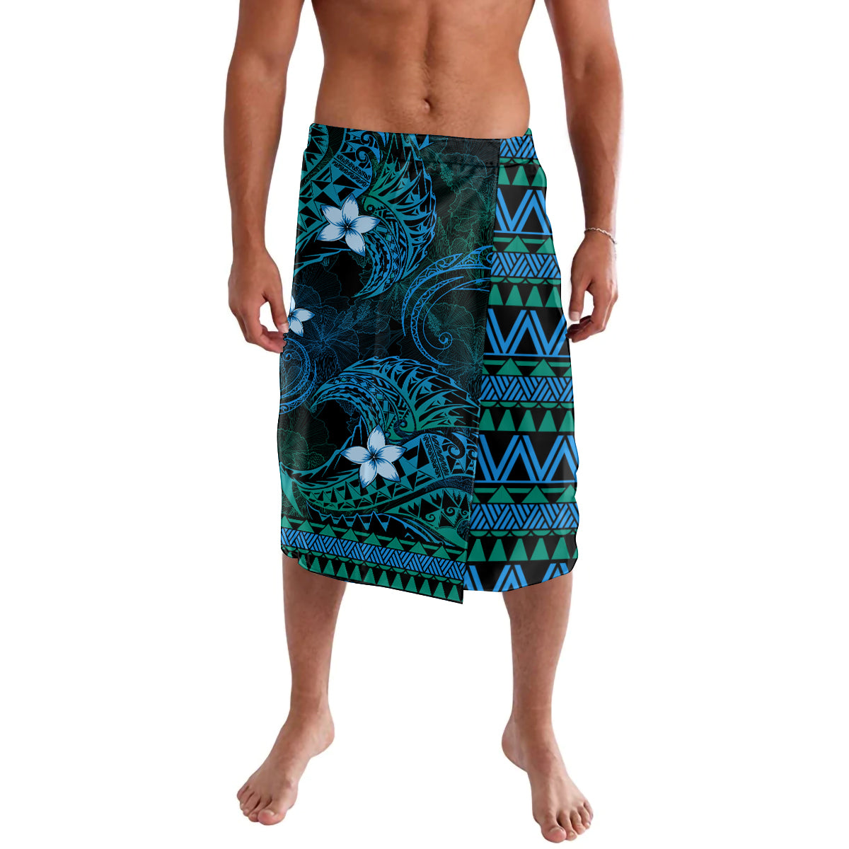 FSM Culture Day Lavalava Tribal Pattern Ocean Version LT01 Blue - Polynesian Pride