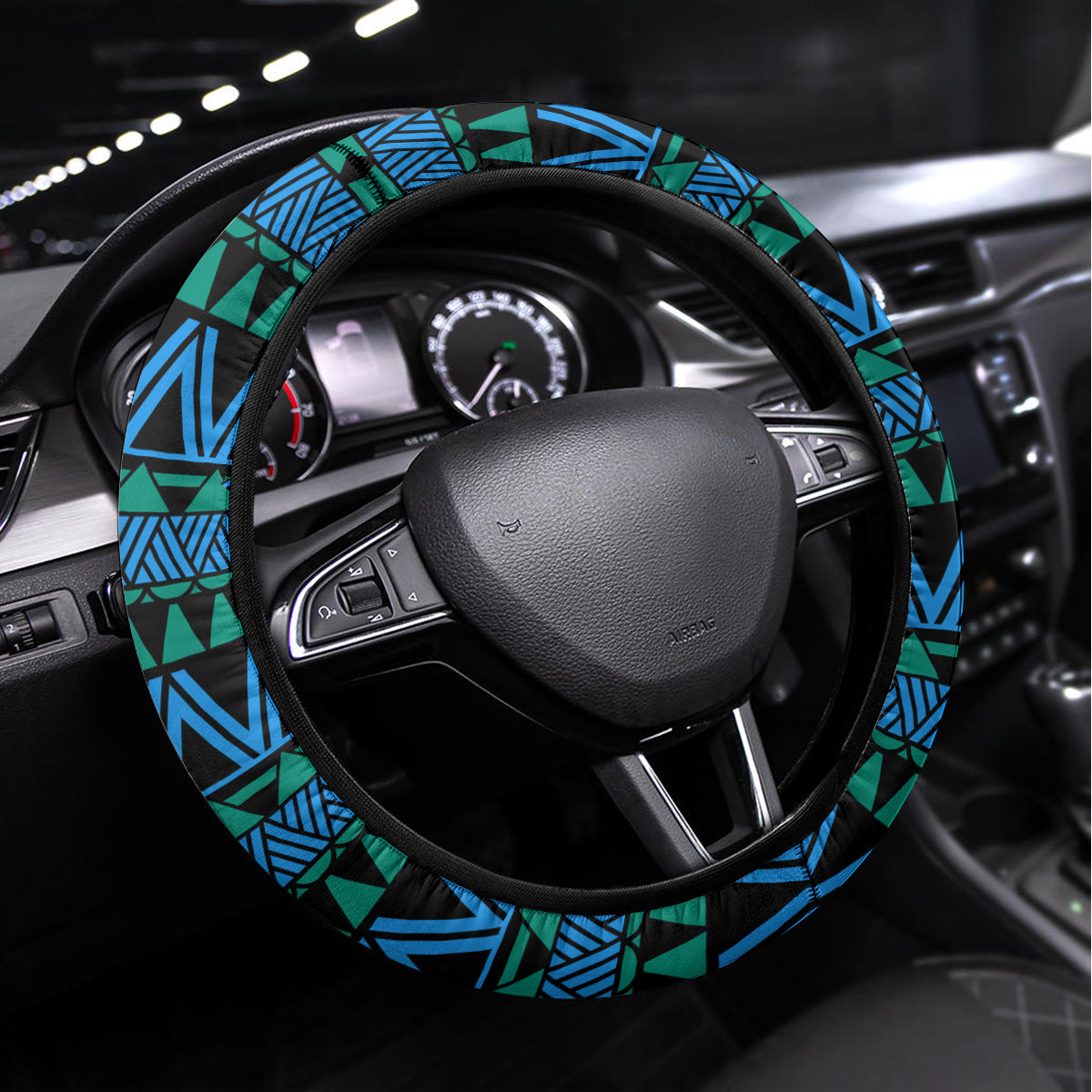 FSM Culture Day Steering Wheel Cover Tribal Pattern Ocean Version