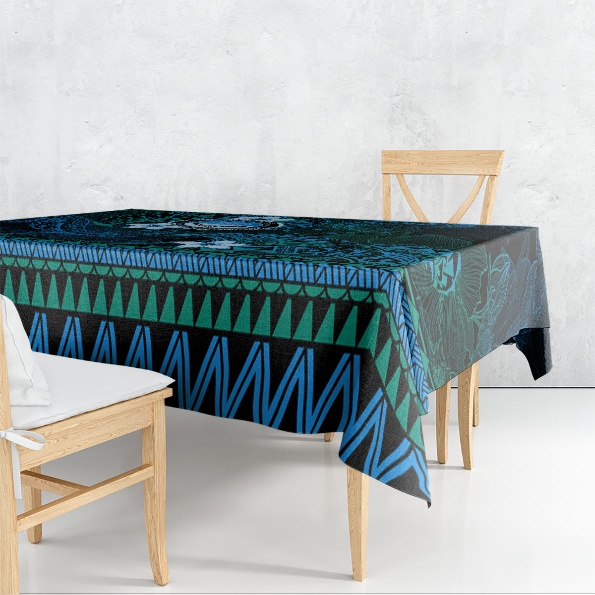 FSM Culture Day Tablecloth Tribal Pattern Ocean Version