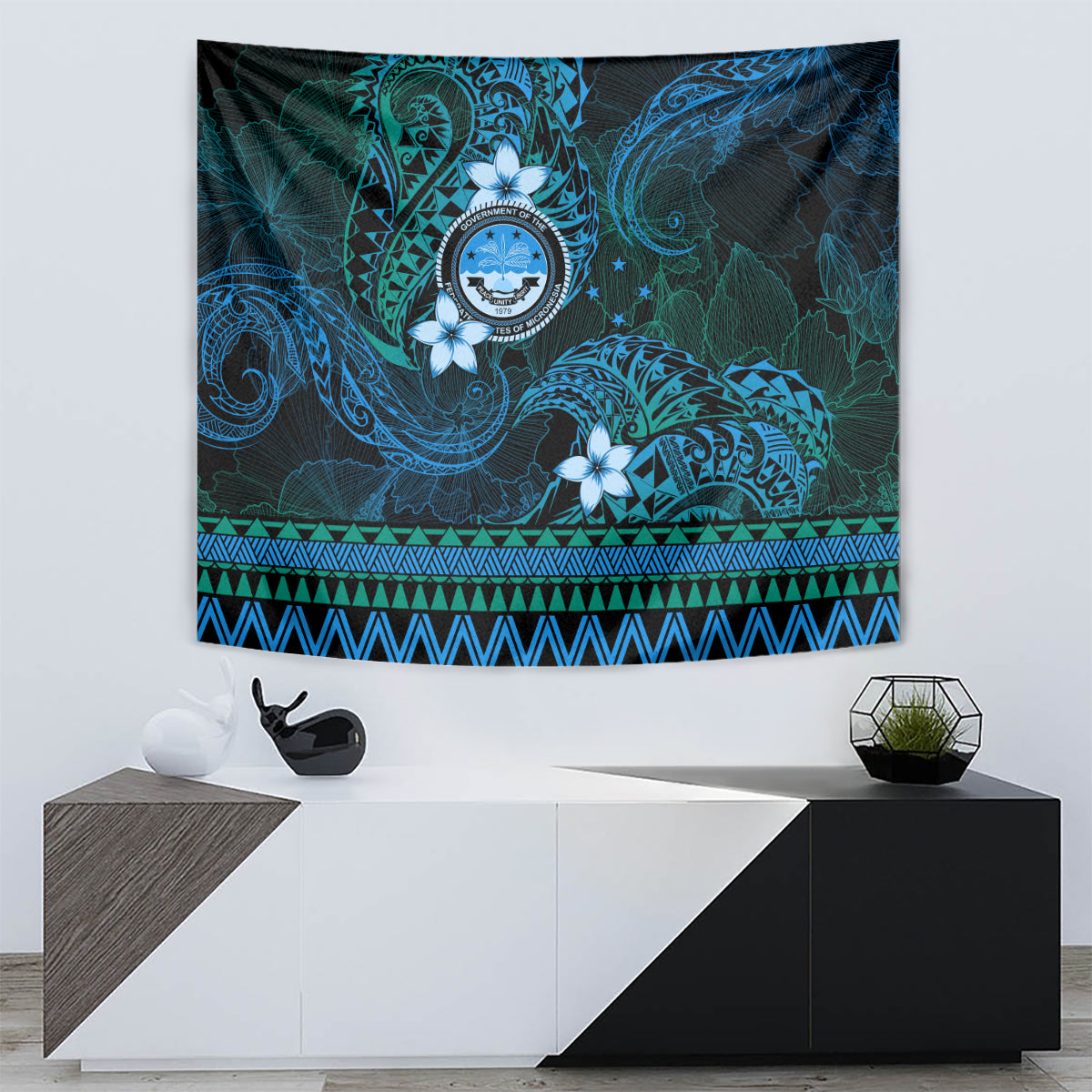 FSM Culture Day Tapestry Tribal Pattern Ocean Version