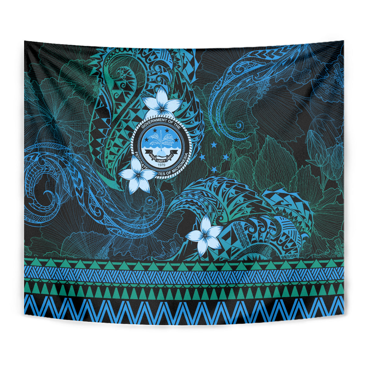 FSM Culture Day Tapestry Tribal Pattern Ocean Version
