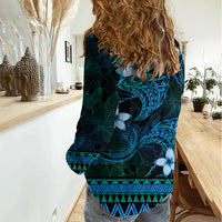 FSM Culture Day Women Casual Shirt Tribal Pattern Ocean Version LT01 - Polynesian Pride