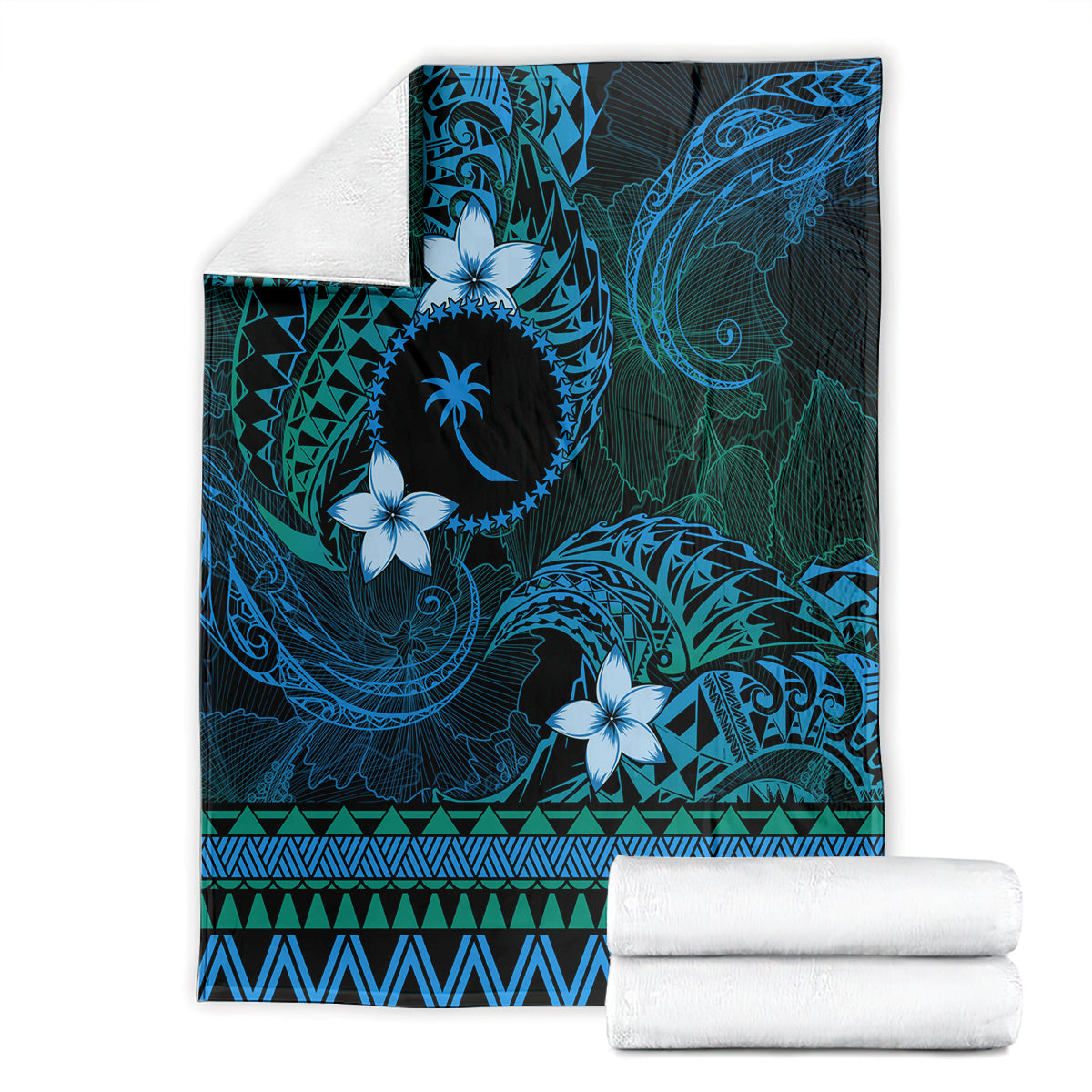 FSM Chuuk State Blanket Tribal Pattern Ocean Version
