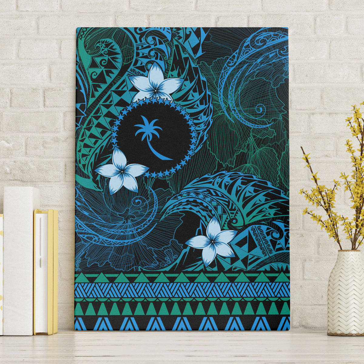 FSM Chuuk State Canvas Wall Art Tribal Pattern Ocean Version