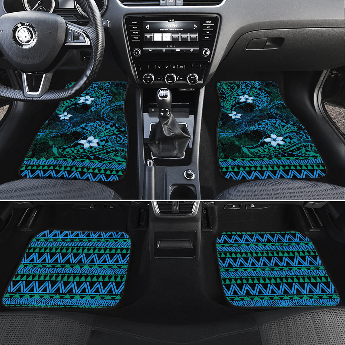 FSM Chuuk State Car Mats Tribal Pattern Ocean Version