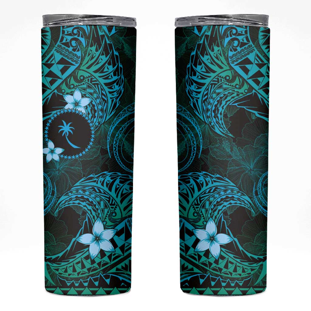 FSM Chuuk State Skinny Tumbler Tribal Pattern Ocean Version