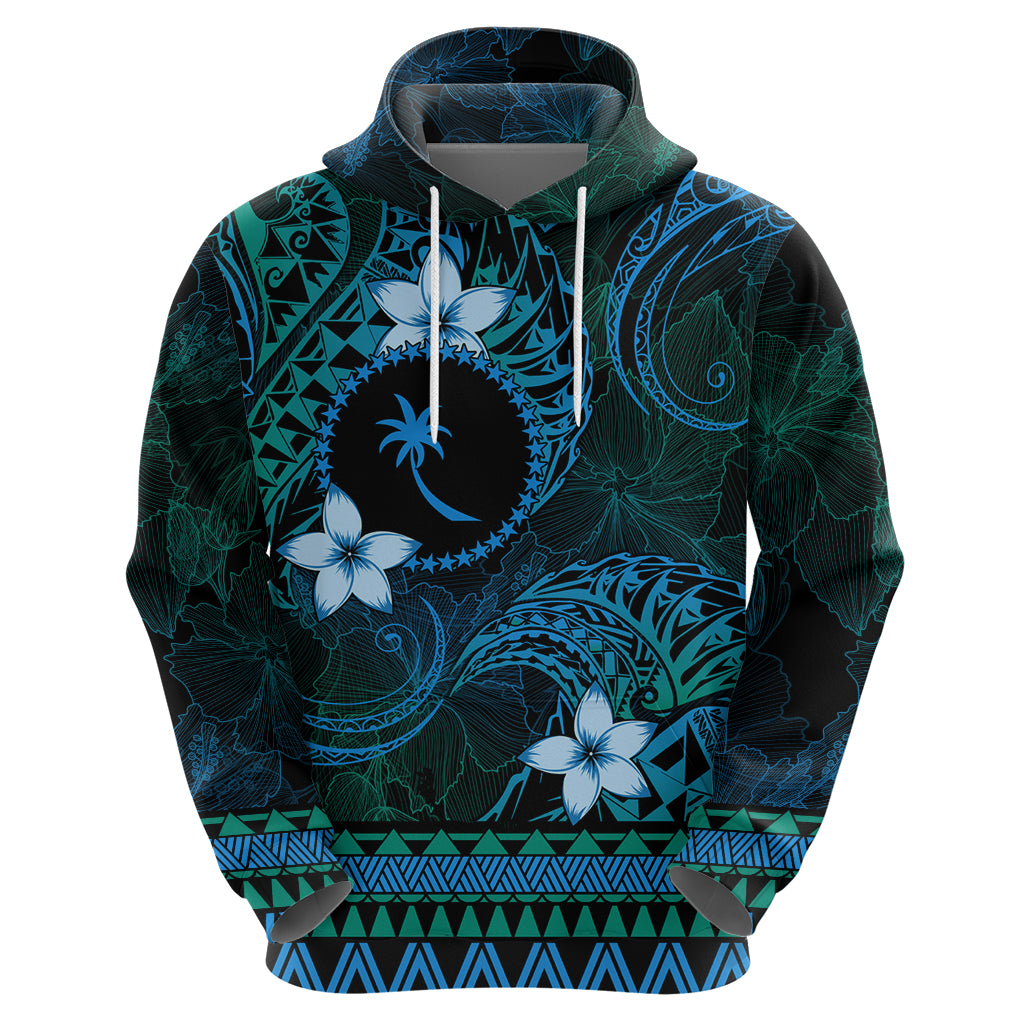 FSM Chuuk State Zip Hoodie Tribal Pattern Ocean Version LT01 - Polynesian Pride
