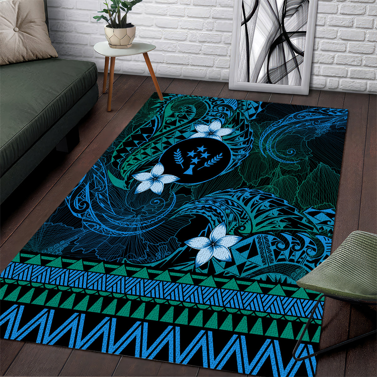 FSM Kosrae State Area Rug Tribal Pattern Ocean Version