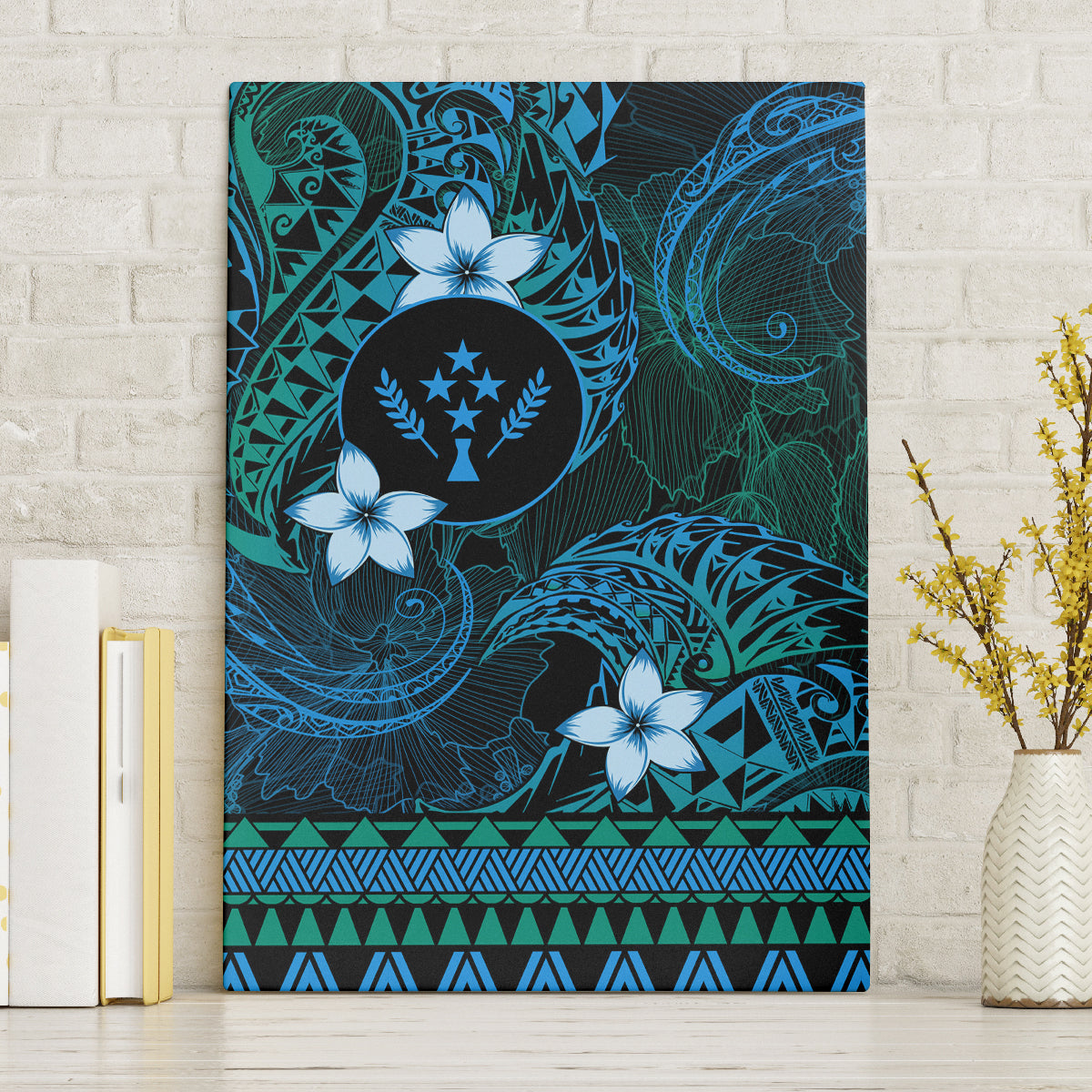 FSM Kosrae State Canvas Wall Art Tribal Pattern Ocean Version