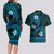 FSM Kosrae State Couples Matching Long Sleeve Bodycon Dress and Hawaiian Shirt Tribal Pattern Ocean Version LT01 - Polynesian Pride