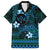 FSM Kosrae State Family Matching Off Shoulder Short Dress and Hawaiian Shirt Tribal Pattern Ocean Version LT01 Dad's Shirt - Short Sleeve Blue - Polynesian Pride