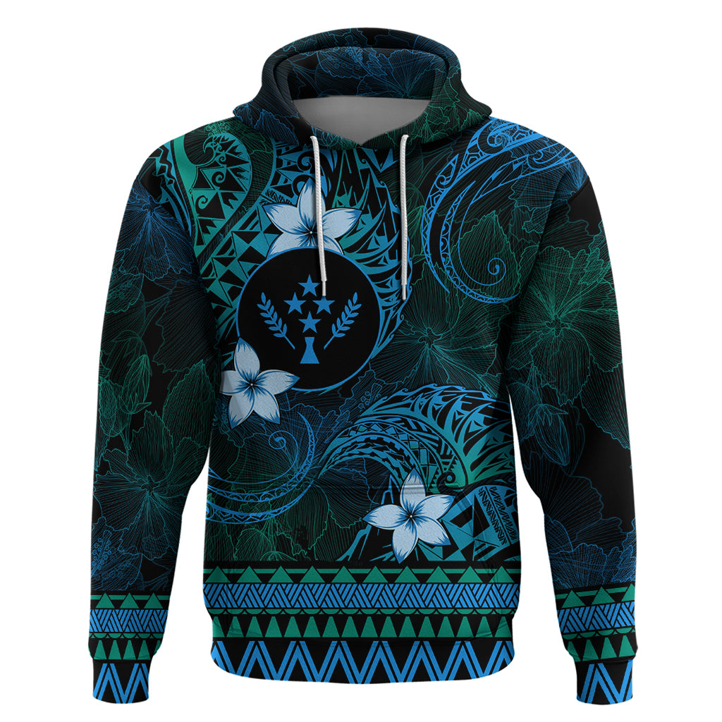 FSM Kosrae State Hoodie Tribal Pattern Ocean Version LT01 Pullover Hoodie Blue - Polynesian Pride