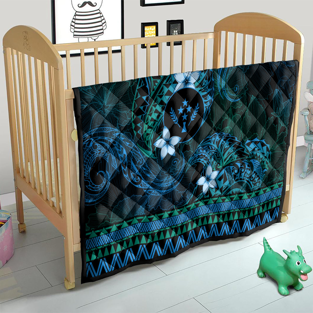 FSM Kosrae State Quilt Tribal Pattern Ocean Version