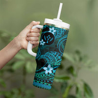 FSM Kosrae State Tumbler With Handle Tribal Pattern Ocean Version