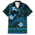 FSM Pohnpei State Family Matching Off Shoulder Short Dress and Hawaiian Shirt Tribal Pattern Ocean Version LT01 Dad's Shirt - Short Sleeve Blue - Polynesian Pride