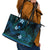 FSM Pohnpei State Leather Tote Bag Tribal Pattern Ocean Version