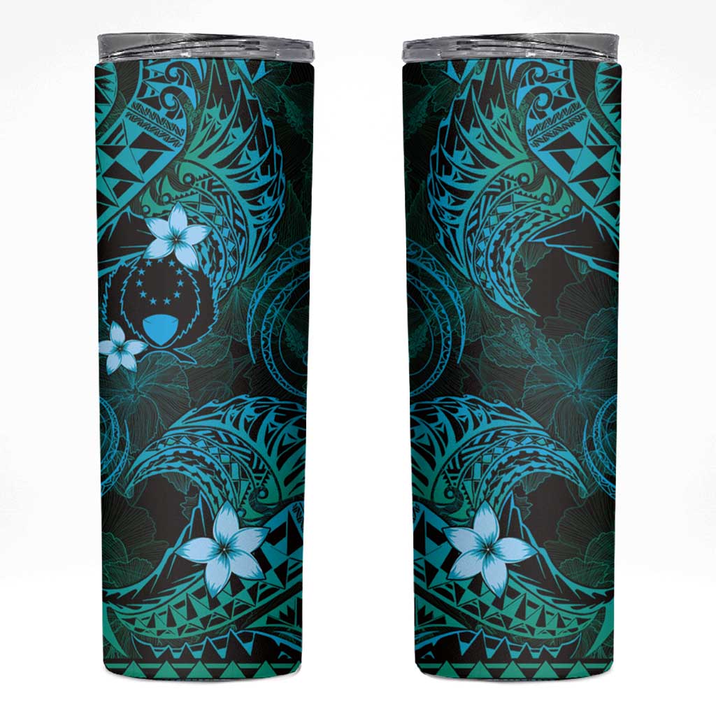 FSM Pohnpei State Skinny Tumbler Tribal Pattern Ocean Version