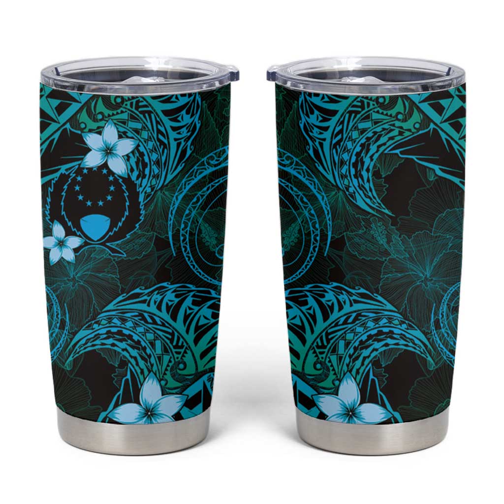 FSM Pohnpei State Tumbler Cup Tribal Pattern Ocean Version