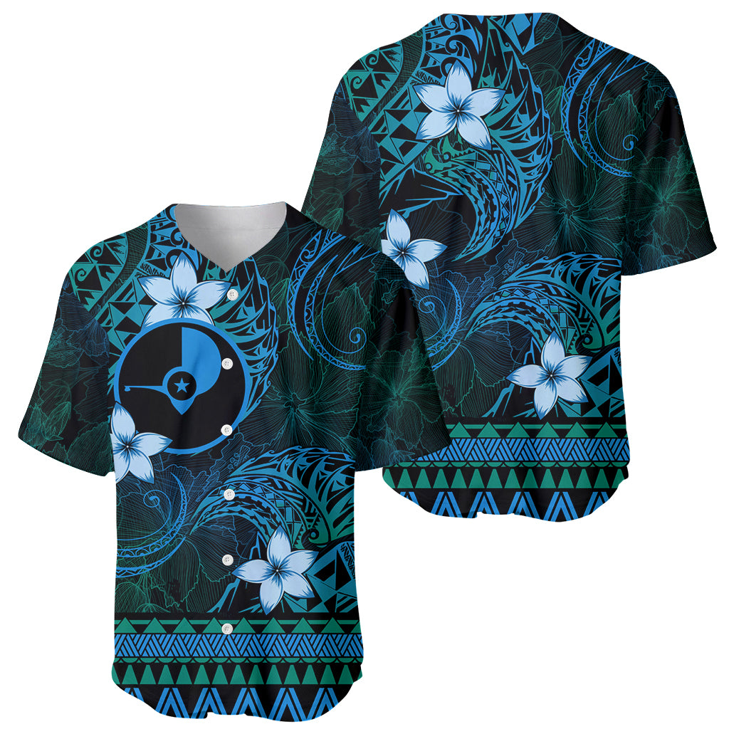 FSM Yap State Baseball Jersey Tribal Pattern Ocean Version LT01 - Polynesian Pride