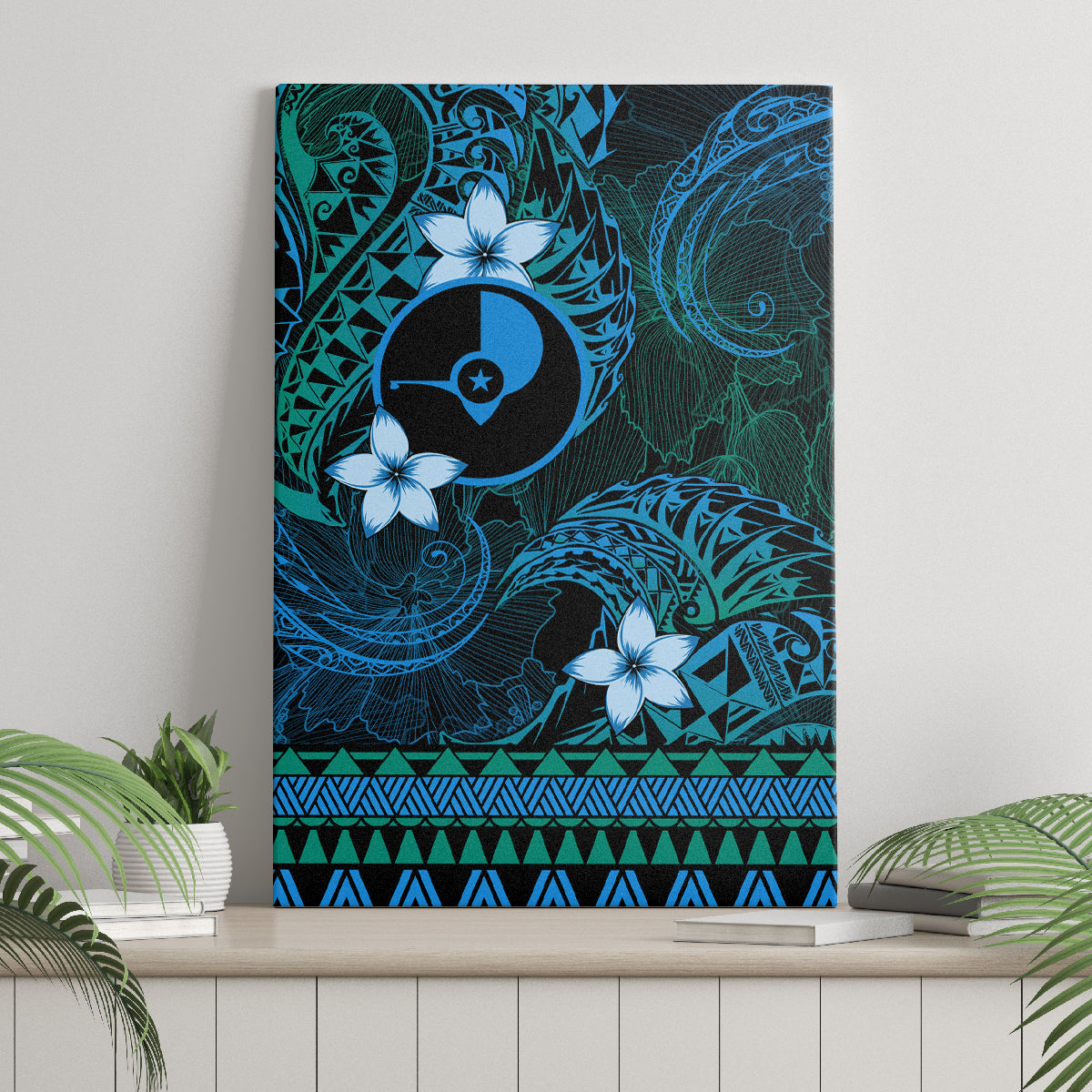 FSM Yap State Canvas Wall Art Tribal Pattern Ocean Version