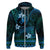 FSM Yap State Hoodie Tribal Pattern Ocean Version LT01 Zip Hoodie Blue - Polynesian Pride