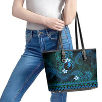 FSM Yap State Leather Tote Bag Tribal Pattern Ocean Version