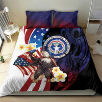 Northern Mariana Islands 4th of July Bedding Set Plumeria USA Eagle