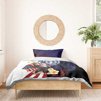 Northern Mariana Islands 4th of July Bedding Set Plumeria USA Eagle