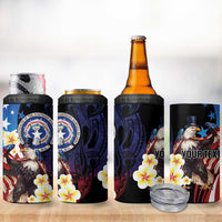 Personalized Northern Mariana Islands 4th of July 4 in 1 Can Cooler Tumbler Plumeria USA Eagle
