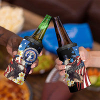 Personalized Northern Mariana Islands 4th of July 4 in 1 Can Cooler Tumbler Plumeria USA Eagle