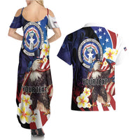 Personalized Northern Mariana Islands 4th of July Couples Matching Summer Maxi Dress and Hawaiian Shirt Plumeria USA Eagle LT01 - Polynesian Pride