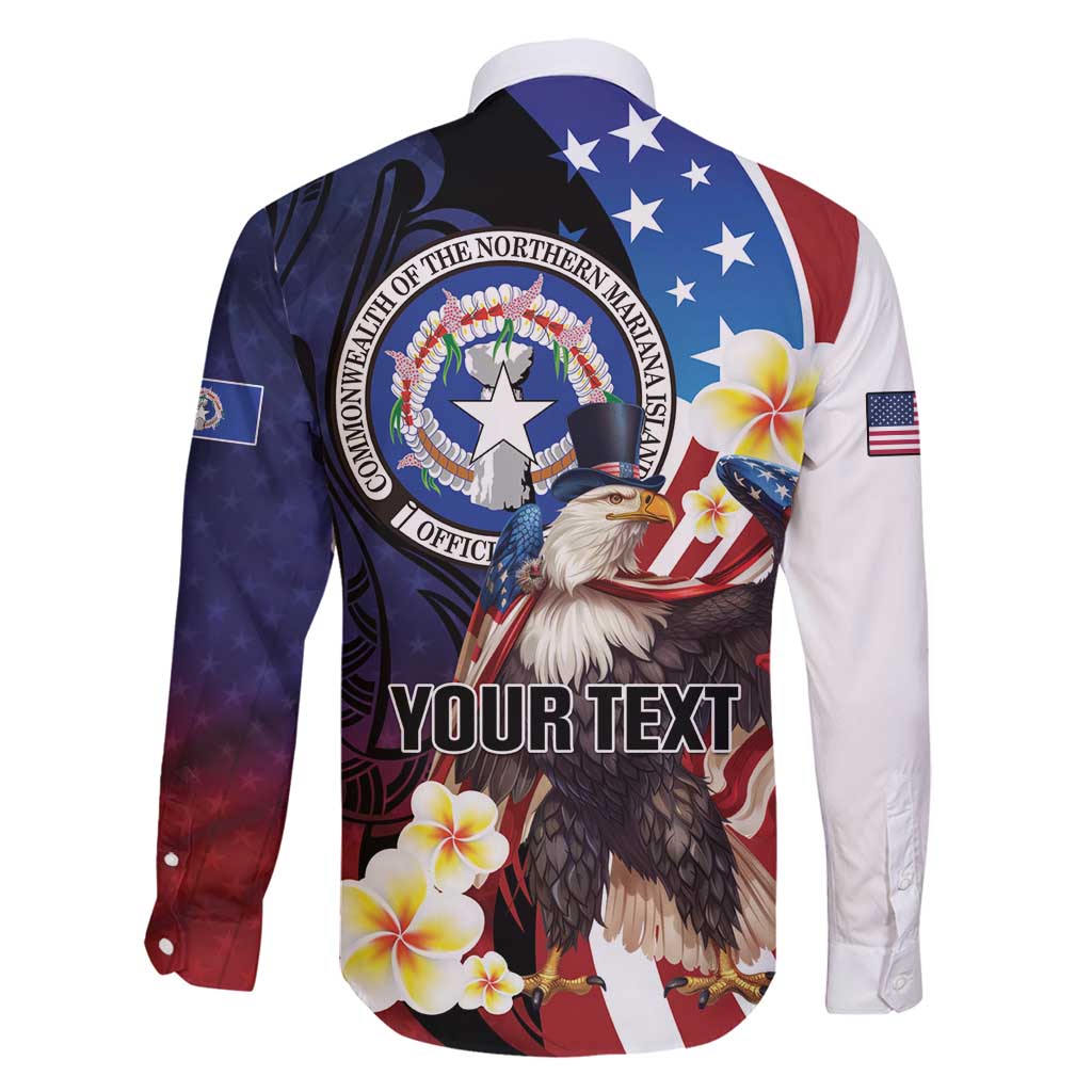 Personalized Northern Mariana Islands 4th of July Family Matching Long Sleeve Bodycon Dress and Hawaiian Shirt Plumeria USA Eagle LT01 - Polynesian Pride