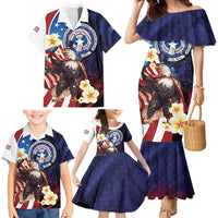 Personalized Northern Mariana Islands 4th of July Family Matching Mermaid Dress and Hawaiian Shirt Plumeria USA Eagle LT01 - Polynesian Pride