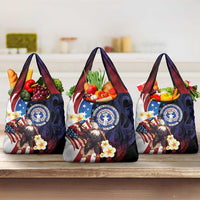 Northern Mariana Islands 4th of July Grocery Bag Plumeria USA Eagle