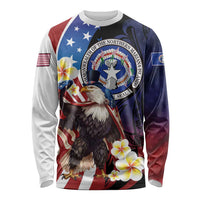 Personalized Northern Mariana Islands 4th of July Long Sleeve Shirt Plumeria USA Eagle
