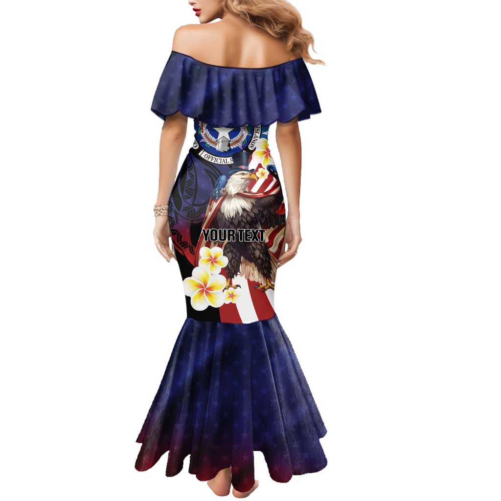 Personalized Northern Mariana Islands 4th of July Mermaid Dress Plumeria USA Eagle