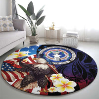 Northern Mariana Islands 4th of July Round Carpet Plumeria USA Eagle