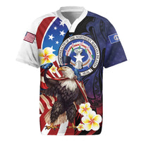 Personalized Northern Mariana Islands 4th of July Rugby Jersey Plumeria USA Eagle
